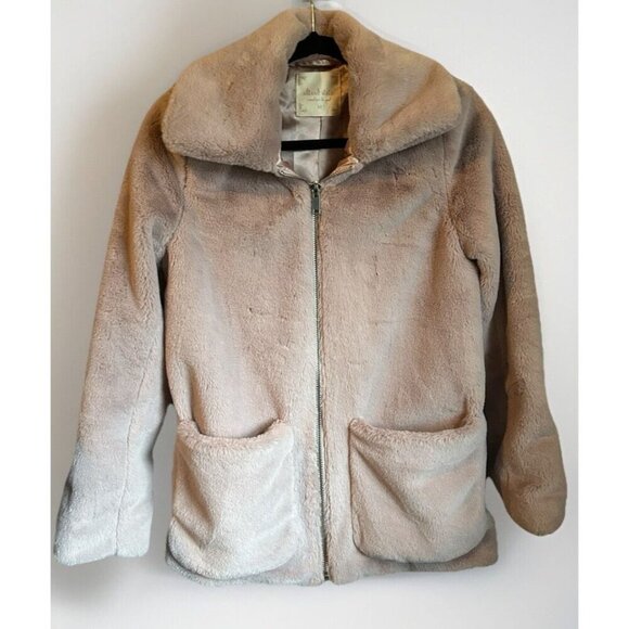 Altar’d State Pink Rose Faux Fur Full Zip Jacket, Blush Size Medium Fur Coat - Picture 2 of 8